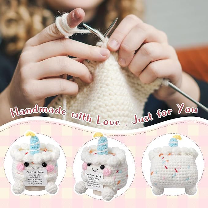 Positive Crochet Birthday Cake Plush Toy Handmade Gift