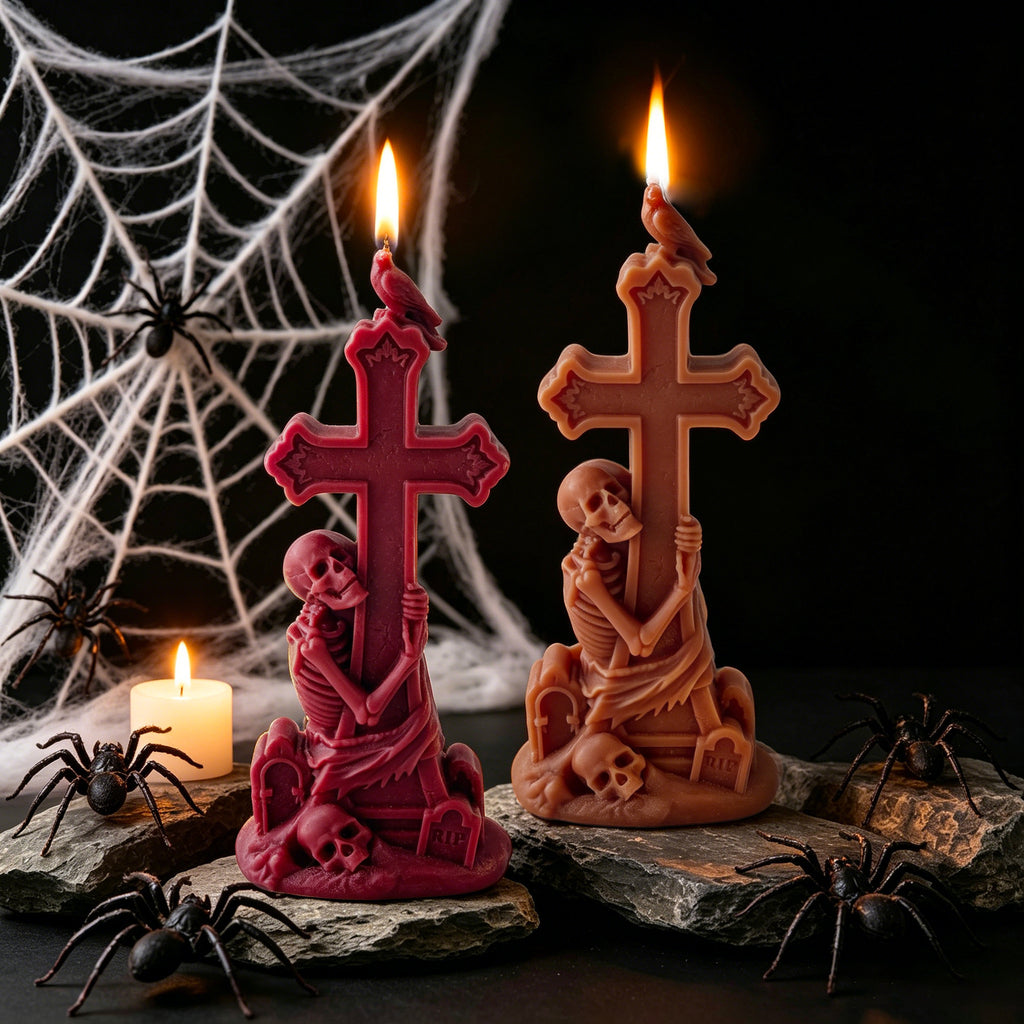 Cross Candle Halloween Decor Gothic Seasonal Home Accent Gift