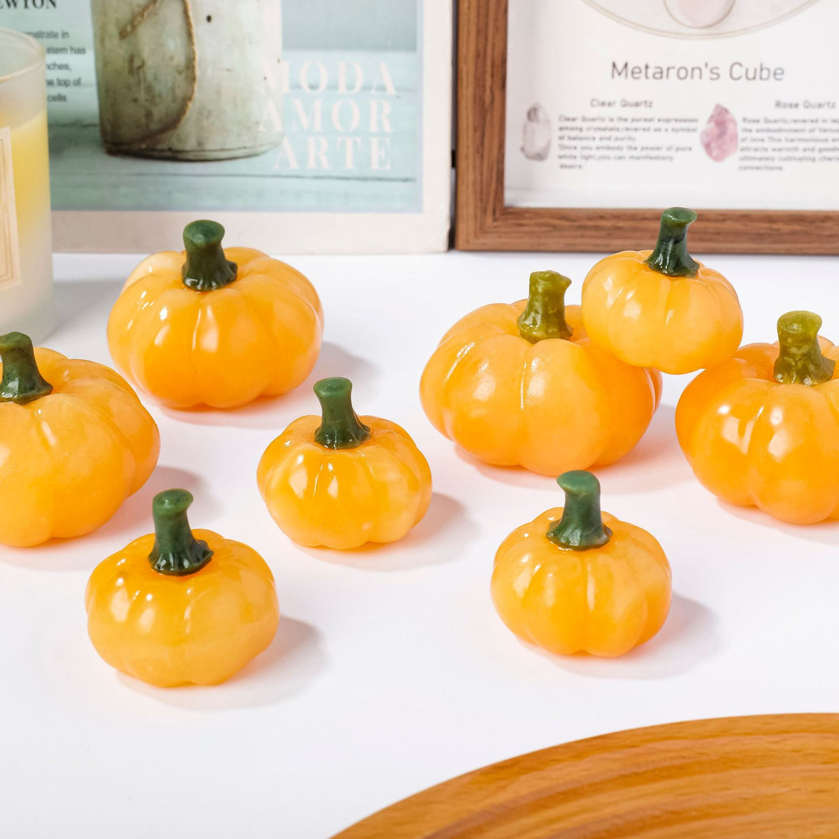 Yellow Stone Pumpkin Figurine Mini Fall Harvest Table Decor