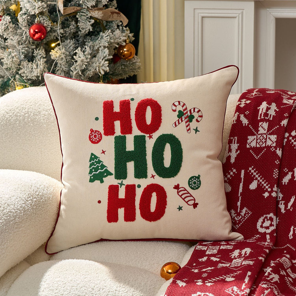 Christmas Embroidered Pillow Covers Gingerbread Snowflake