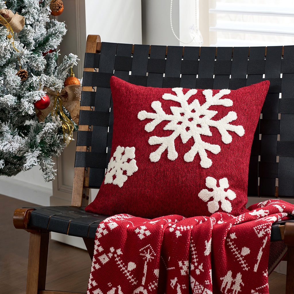 Christmas Embroidered Pillow Covers Snowflake Truck 18x18 in