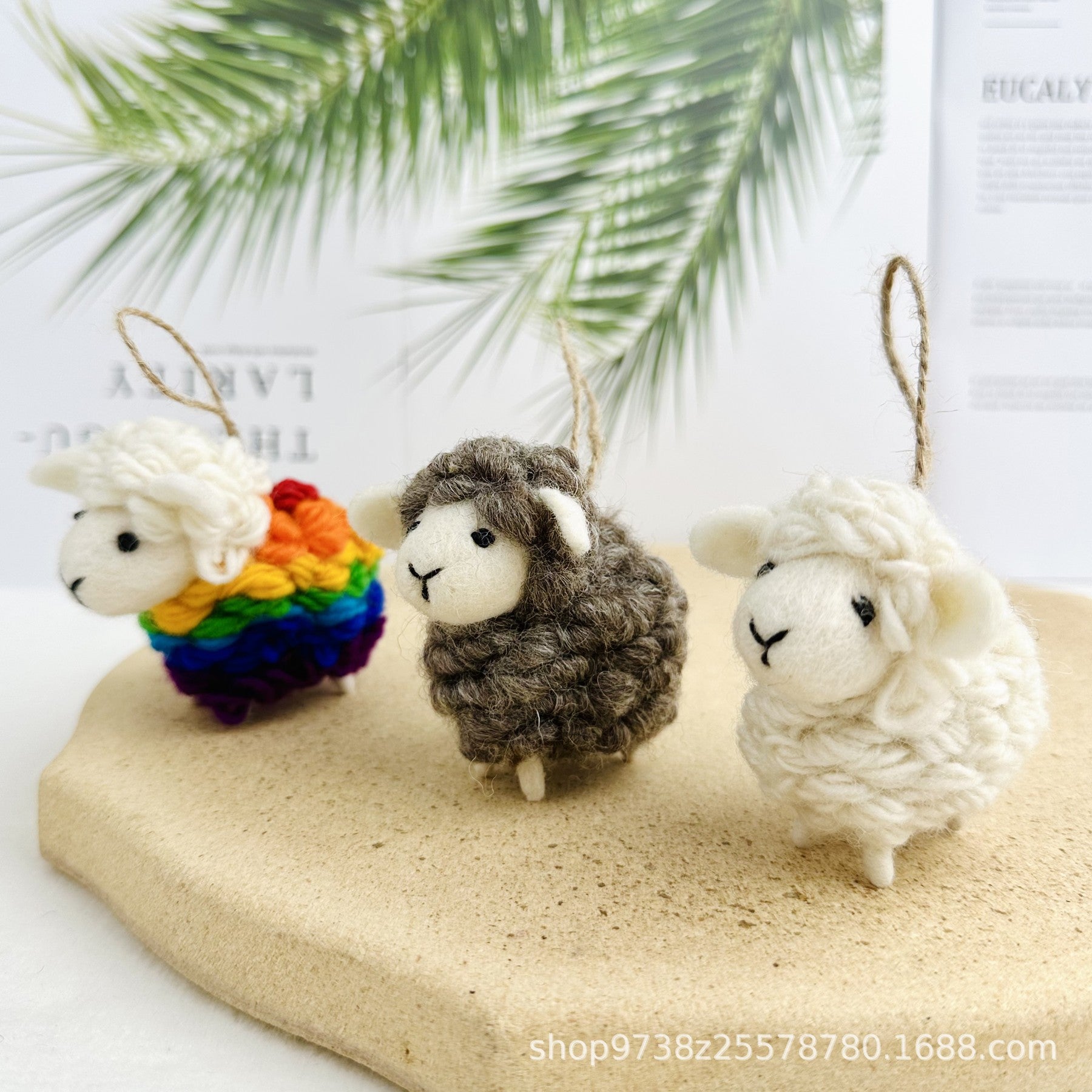 Handmade Wool Felt Sheep Keychain Plush Animal Charm