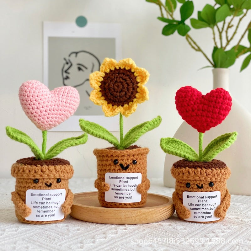 Valentine’s Day Crochet Heart Flower Pot Gift Decor