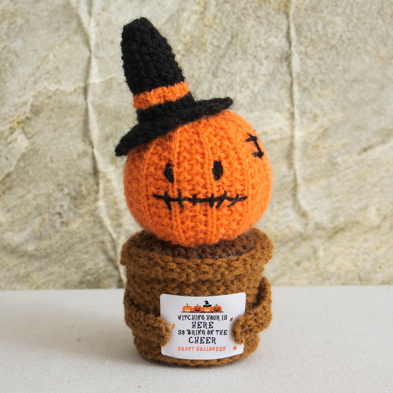Halloween Crochet Pumpkin Plush Toy Kids Decor Gift
