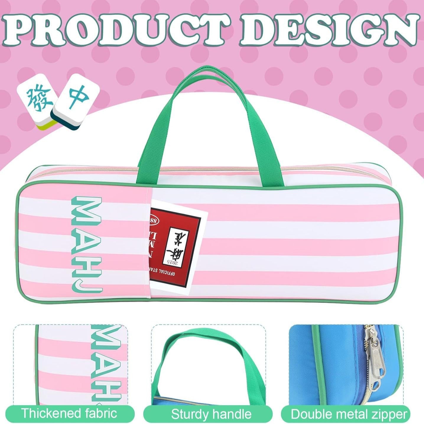 Large Mahjong Carrying Bag Travel Storage Case Organizer