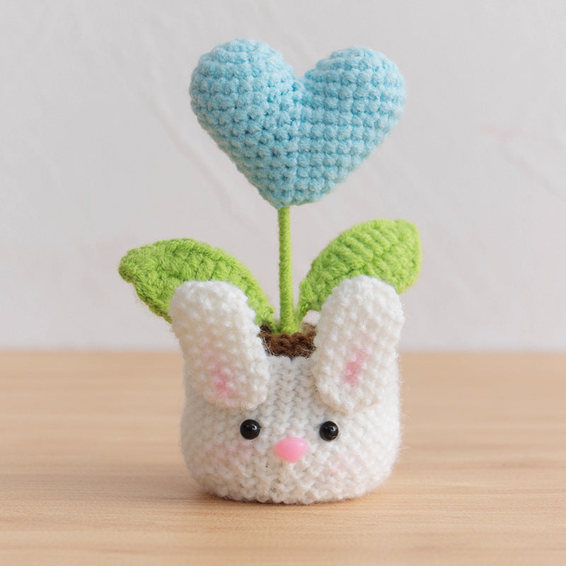 Valentine Holiday Decorations Crochet Rose Desk Planter
