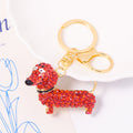 Cute Crystal Dachshund Dog Keychain Bag Charm Gift