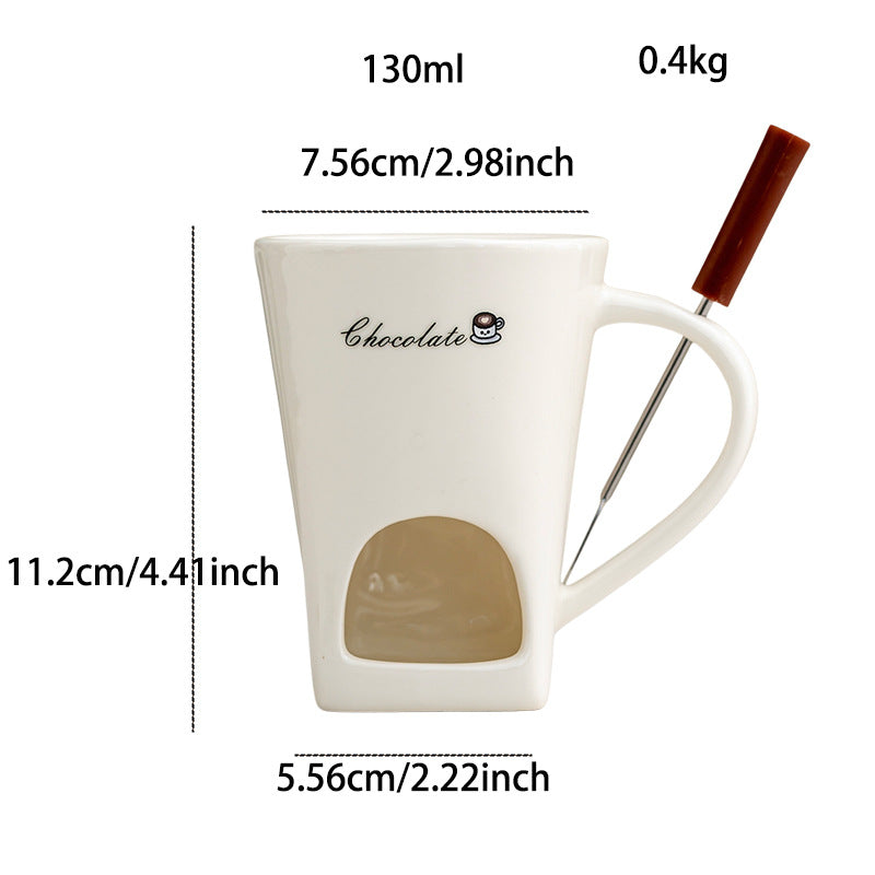 Ceramic Chocolate Mug with Hollow Candle Holder for Hot Drinks