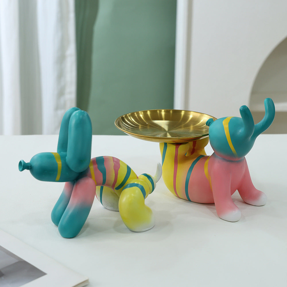 Modern Resin Balloon Dog Bunny Tray Figurine Decor