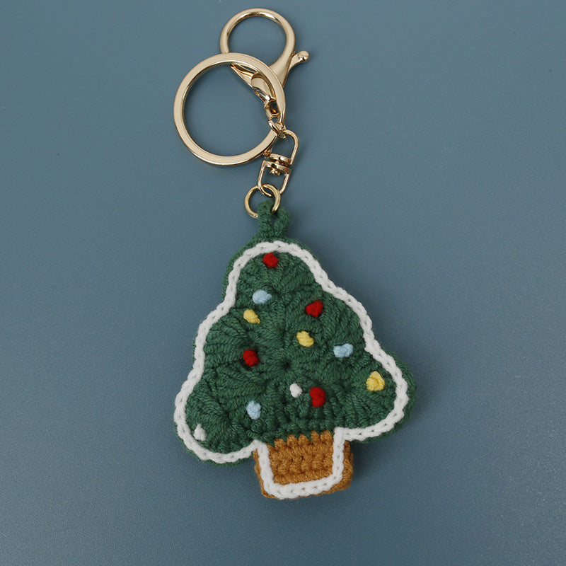Christmas Tree Keychain Handmade Crochet Holiday Decor