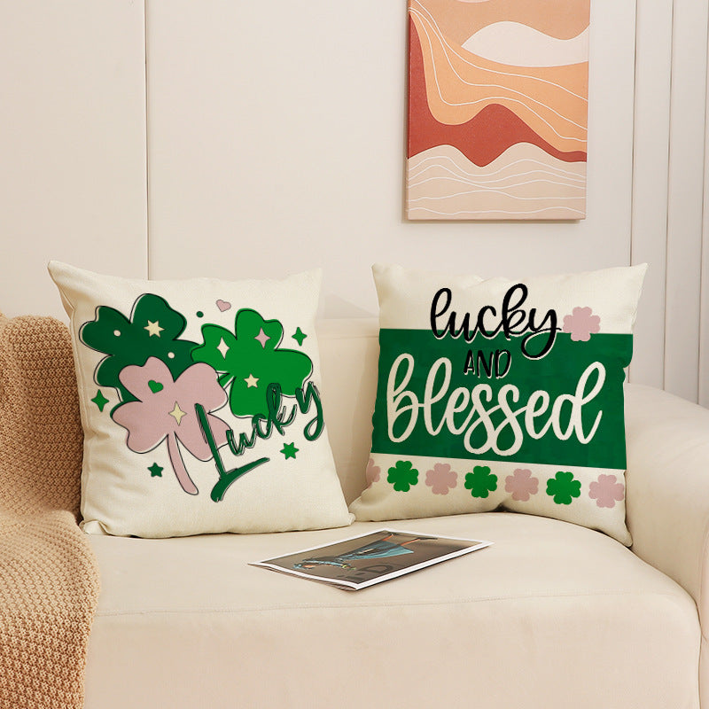 St. Patrick’s Day Green Shamrock Home Decor Pillow Cover