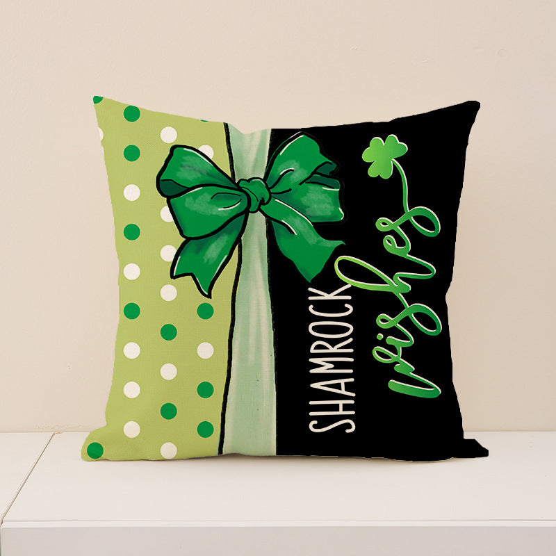 St. Patrick’s Day Green Party Decor Shamrock Pillow Cover