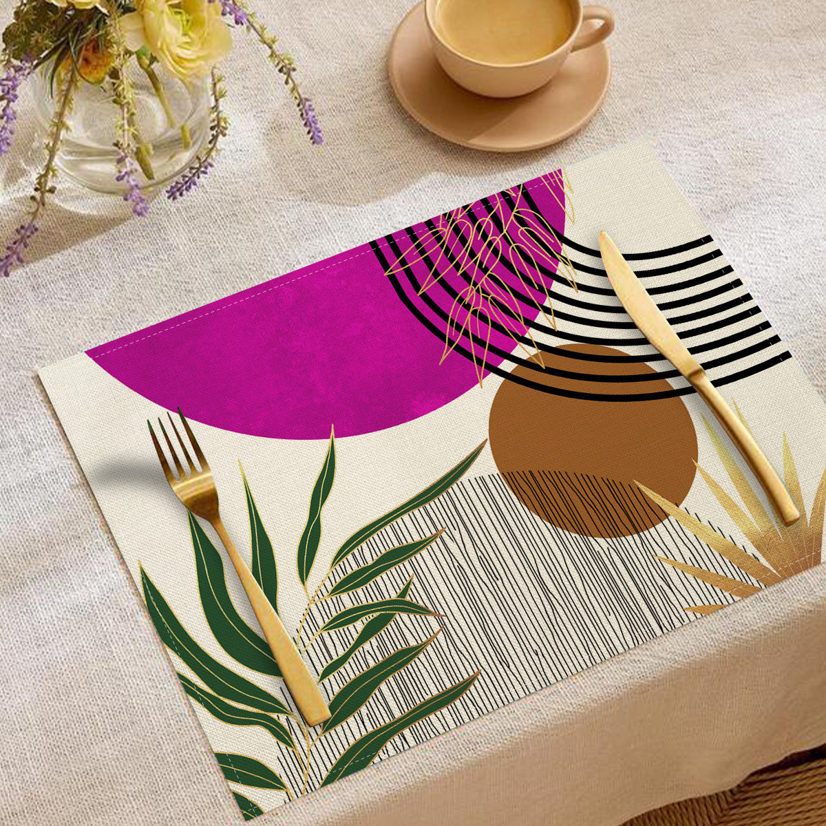 Nordic Geometric Linen Placemats Heat Resistant Table Decor