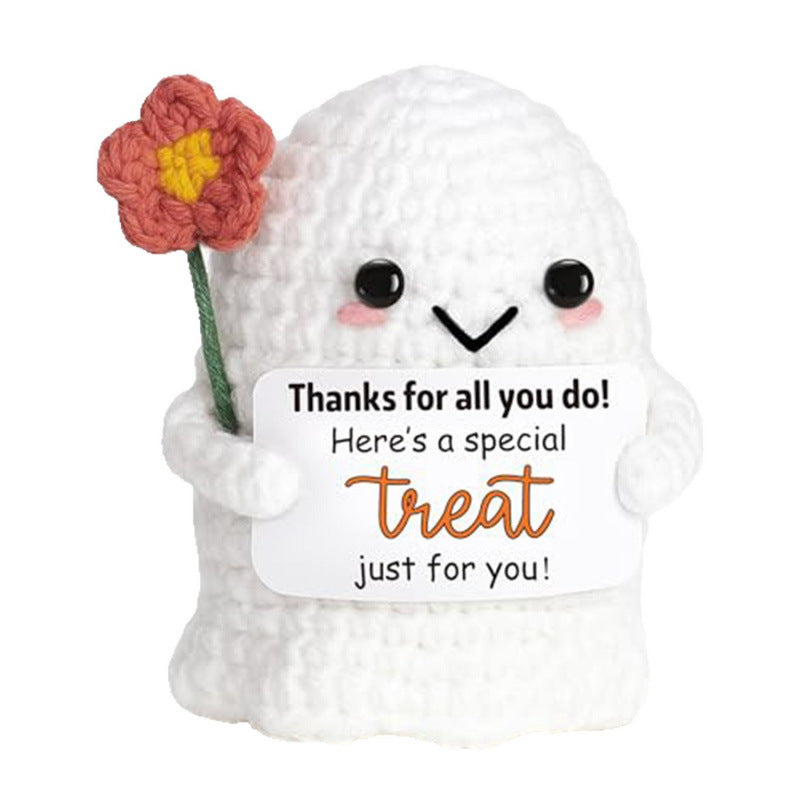 Handmade Crochet Ghost Plush Doll Halloween Gift Decor