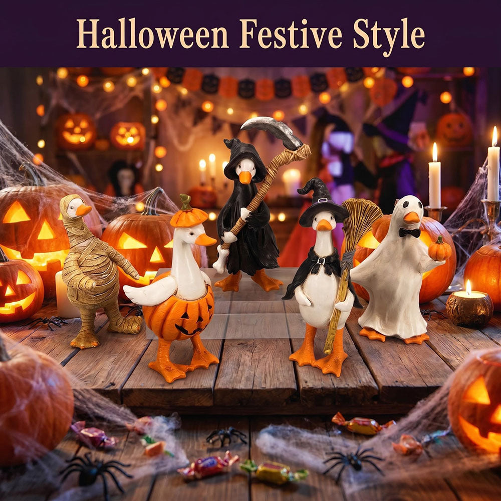 Resin Halloween Duck Figurine Seasonal Tabletop Decor