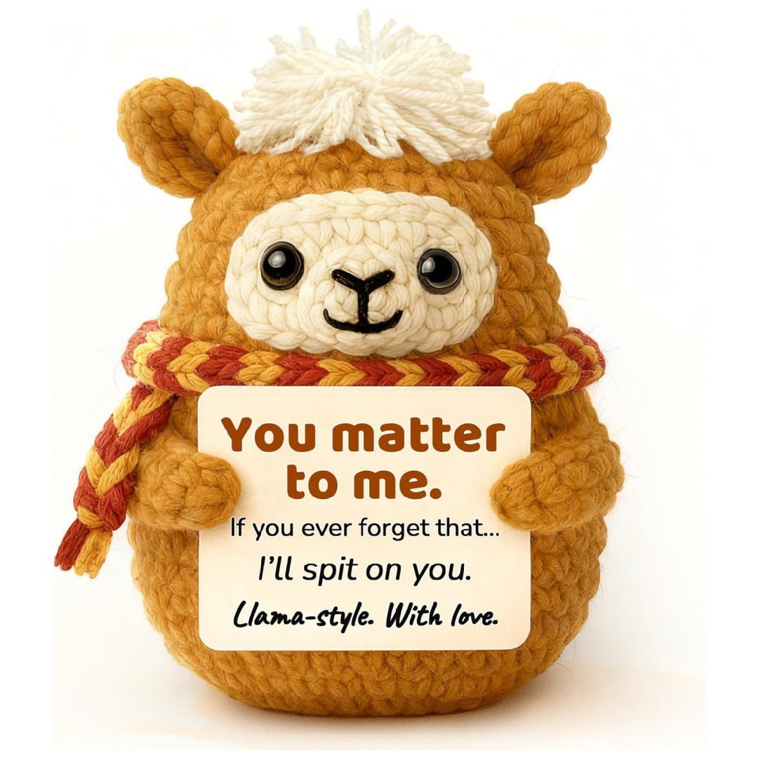 Handmade Crochet Alpaca Plush Doll With Message Card