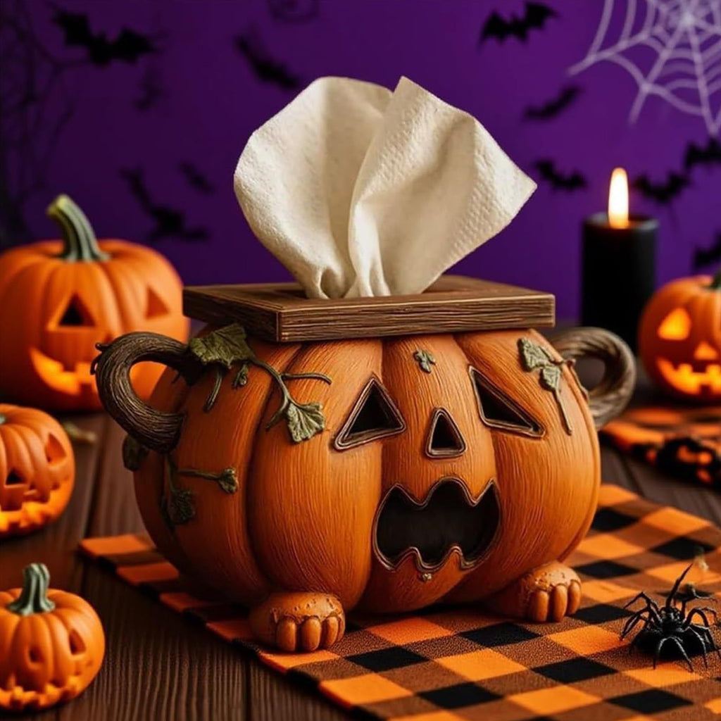 Halloween Resin Pumpkin Tissue Box Cover Decor