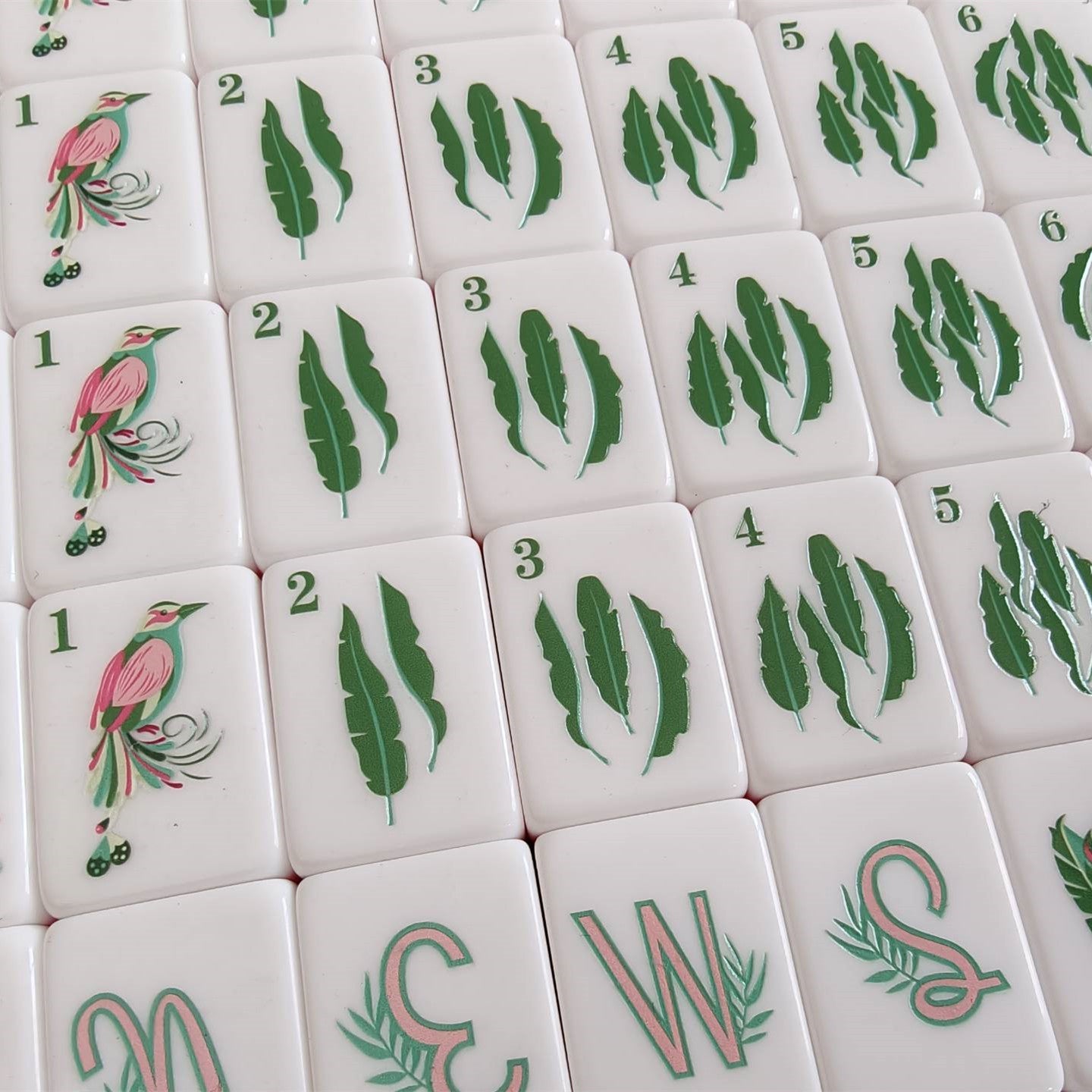 Green Acrylic Mahjong Set Classic Game Tiles