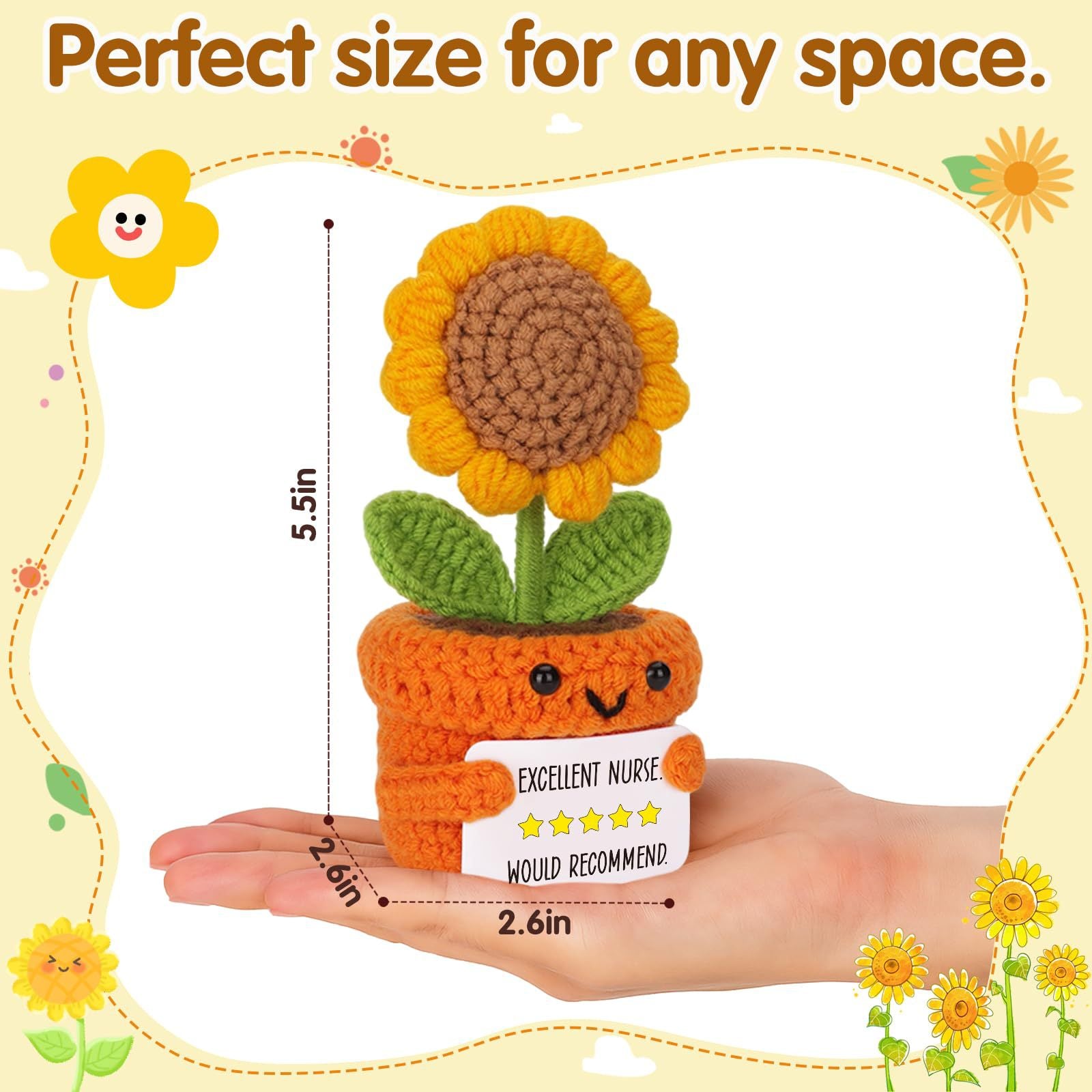 Crochet Sunflower Pot Plush Gift Positive Decor Toy