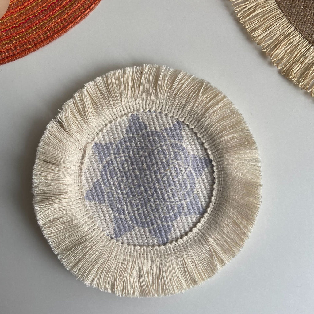 Boho Pattern Round Decorative Drink Coaster Set with Tassels