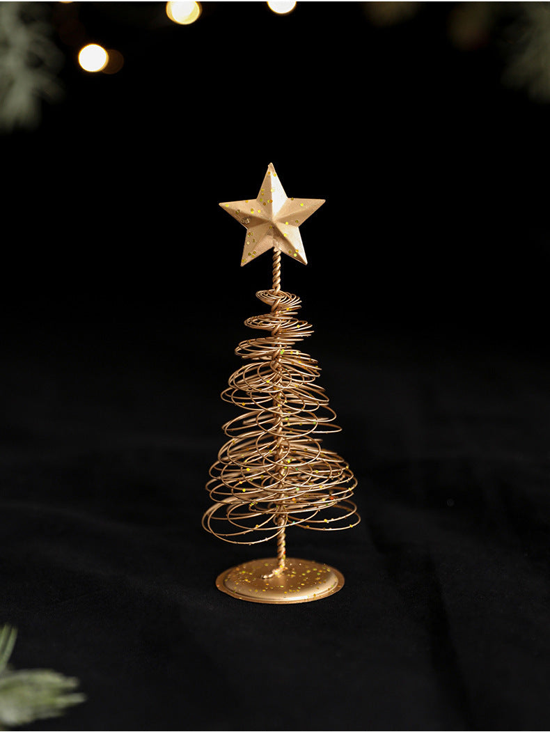 Gold Metal Tabletop Christmas Tree with Star Topper