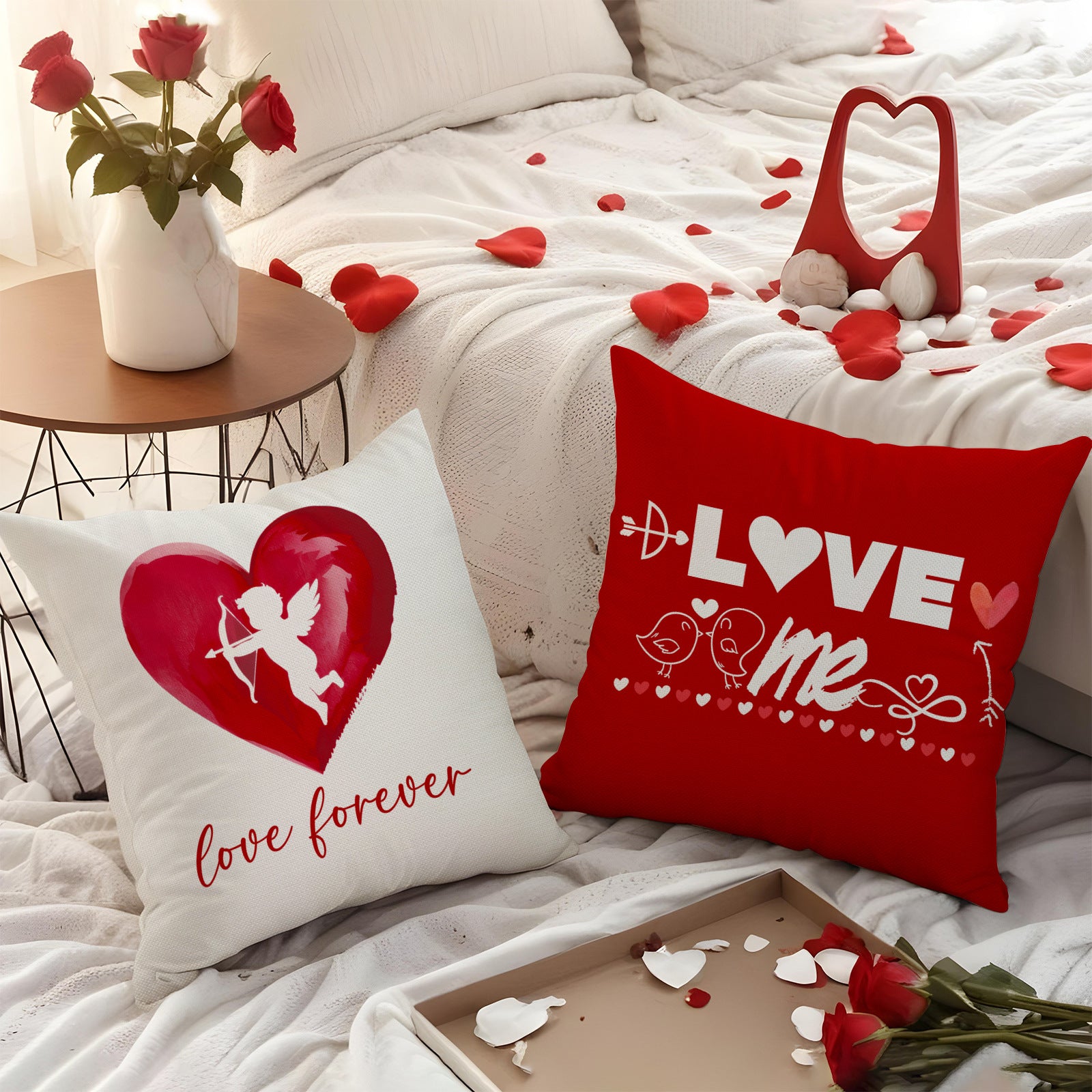 Valentines Day Love Throw Pillow Cover Cute Heart Decor