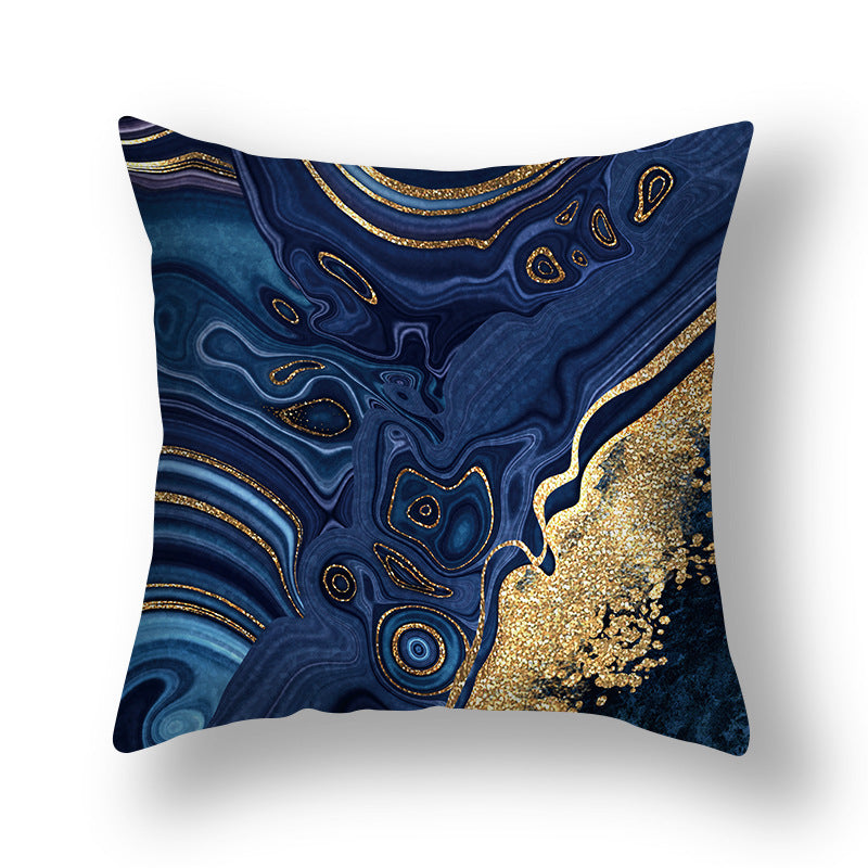 Abstract Gold Foil Linen Throw Pillow Cover 18x18 Square