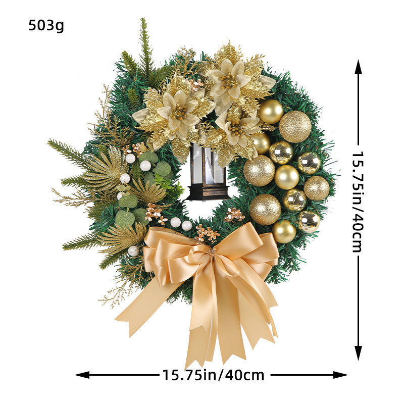 Christmas Ornament Wreath with Pine Needles for Door Decor