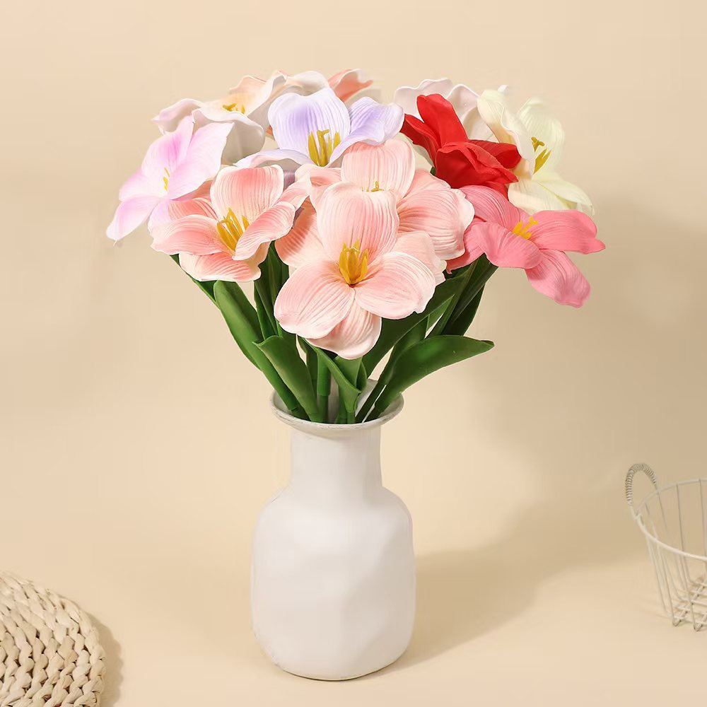 Artificial Magnolia Flower Bouquet Faux Floral Home Wedding Decor