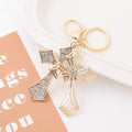 Rhinestone Double Cross Keychain Metal Bag & Car Charm