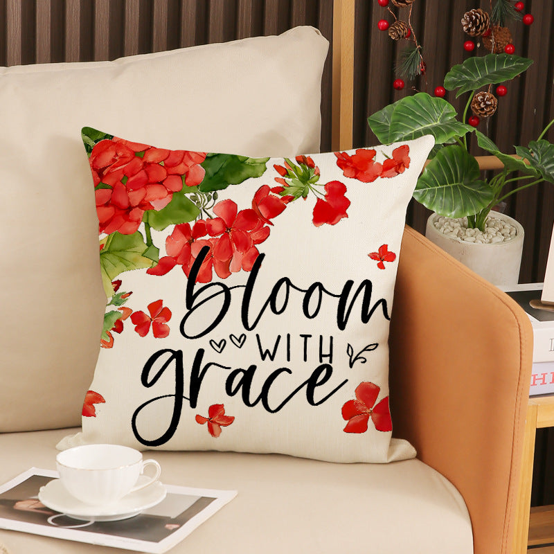 Valentine Floral Truck Linen Pillow Cover 18x18 Inch