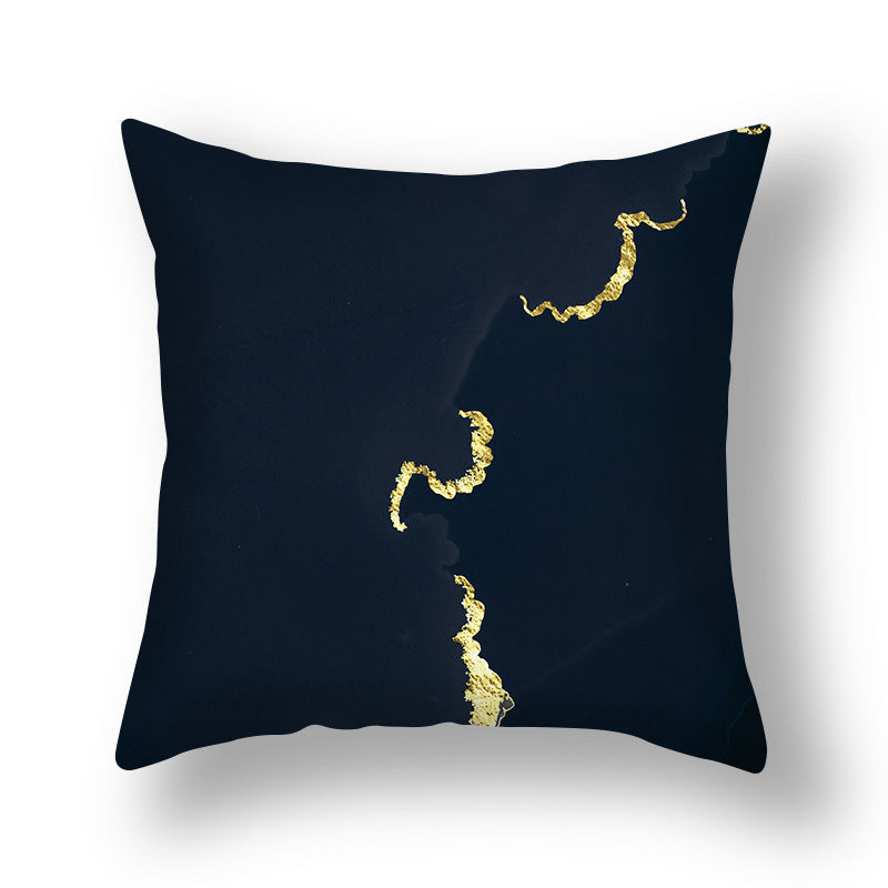 Abstract Gold Marble Square Throw Pillow Cover Velvet