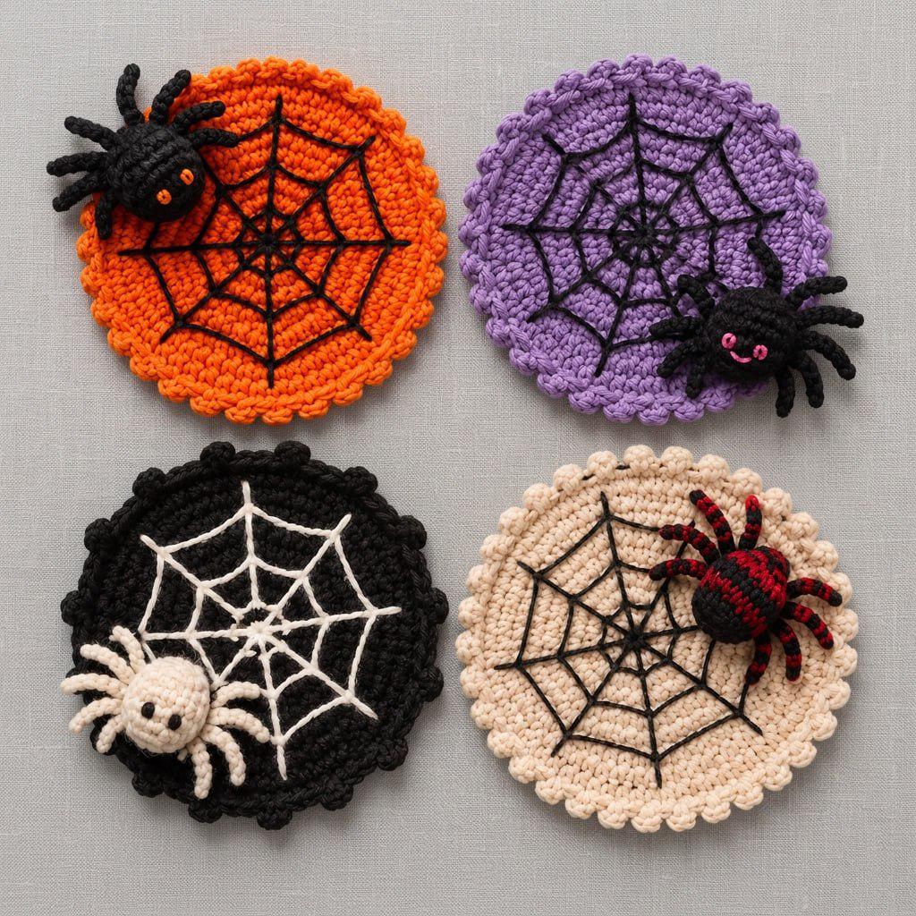 Crochet Spider Web Coaster Halloween Table Decor