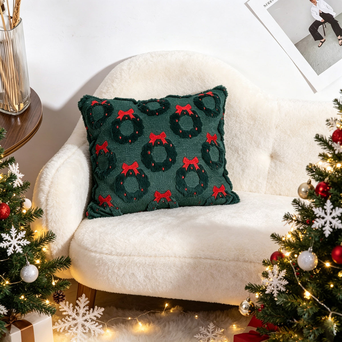 Christmas Tree Pattern Pillow Cover Holiday Home Decor