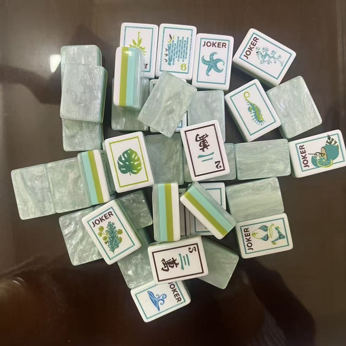 Coral Coast Acrylic Mahjong Set Vintage Style Game Tiles