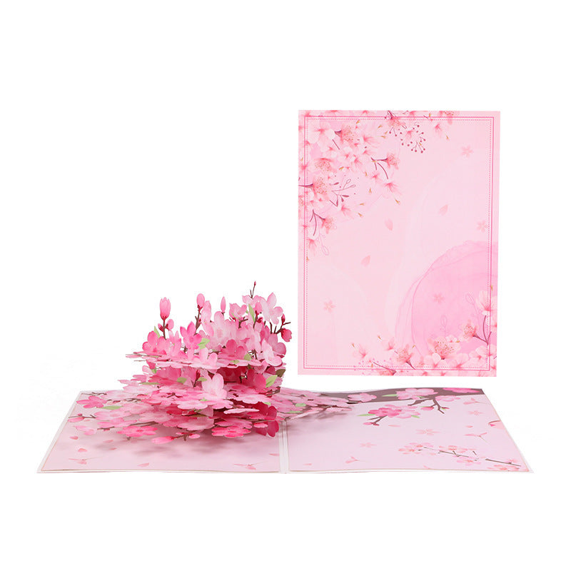 Valentines 3D Pop Up Cherry Blossom Greeting Card Handmade