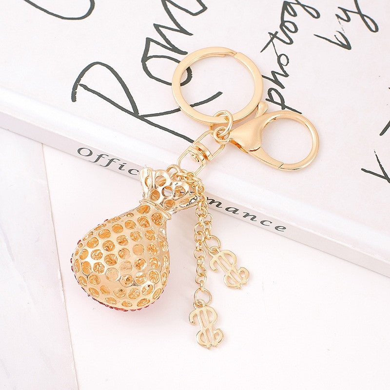 Lucky Money Bag Crystal Keychain Sparkling Charm