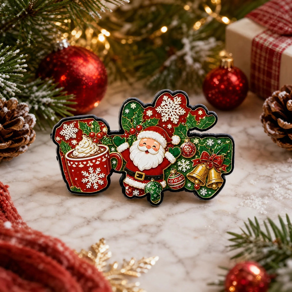 Christmas Santa Enamel Pin Brooch Holiday Jewelry