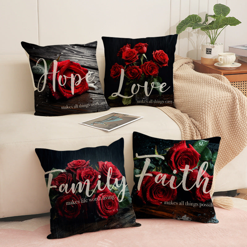 Valentine Rose Decorative Quote Pillow Covers Home Accent