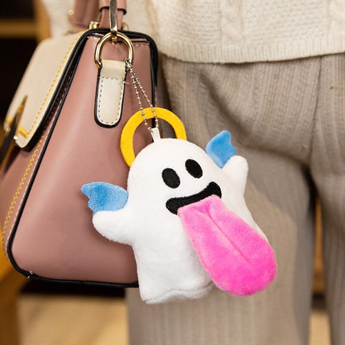 Halloween Plush Keychain Bead Chain Ghost Charm Bag Accessory