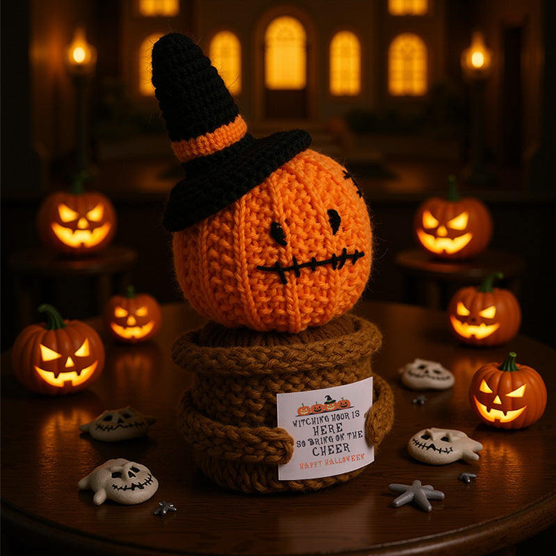 Halloween Crochet Pumpkin Plush Toy Kids Decor Gift