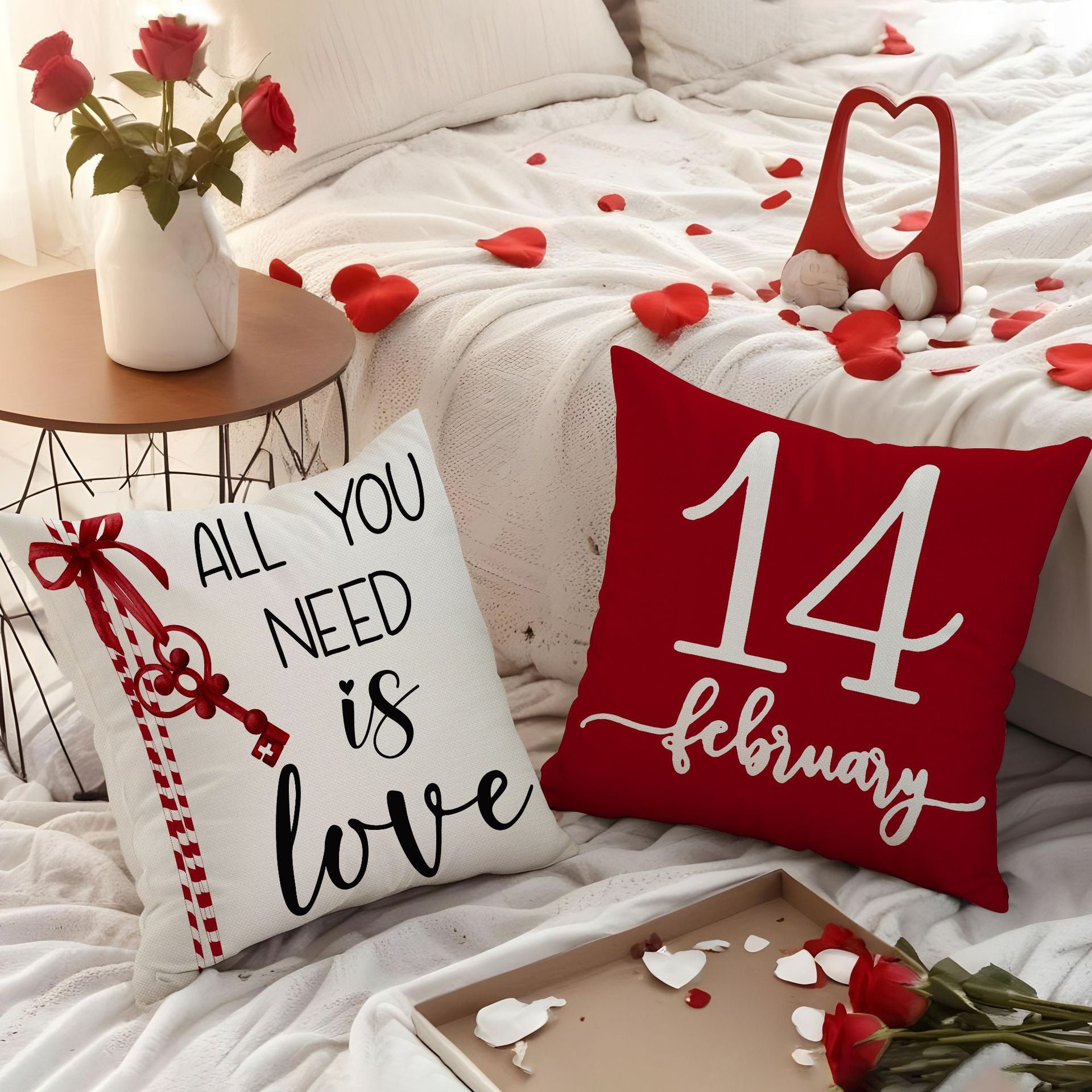 Valentines Day Linen Throw Pillow Covers Nordic Home Decor