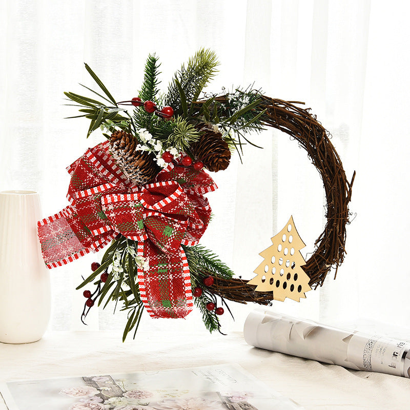 Handmade Christmas Wreath with Bow and Pine Accents
