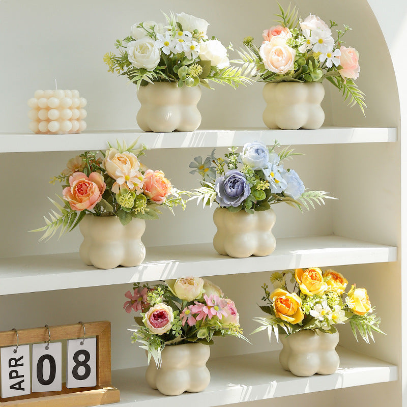 Faux Rose Bouquet Artificial Flower Bunch Home Decor