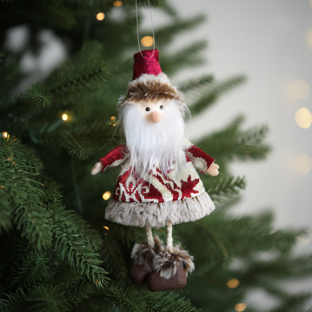 Cozy Plush Christmas Ornaments Santa Snowman Reindeer Girl