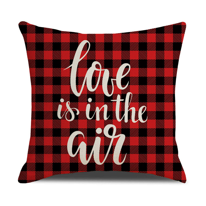 Valentine Home Decor Buffalo Plaid Love Heart Pillow Cover