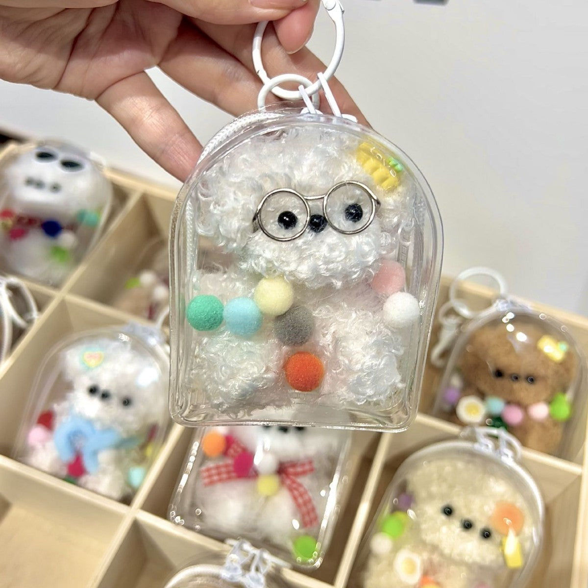 Cute Plush Puppy Bag Charm Mini Keychain Pouch