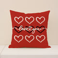 Red Valentine Heart Print Pillow Cover Set for Home Décor