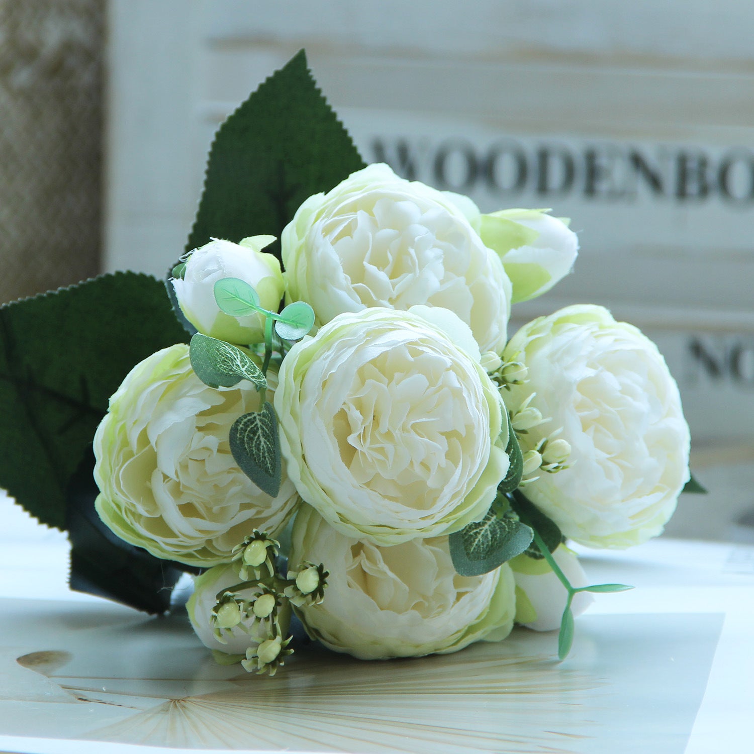 Valentine’s Day Faux Peony Rose Bouquet Silk Floral Decor