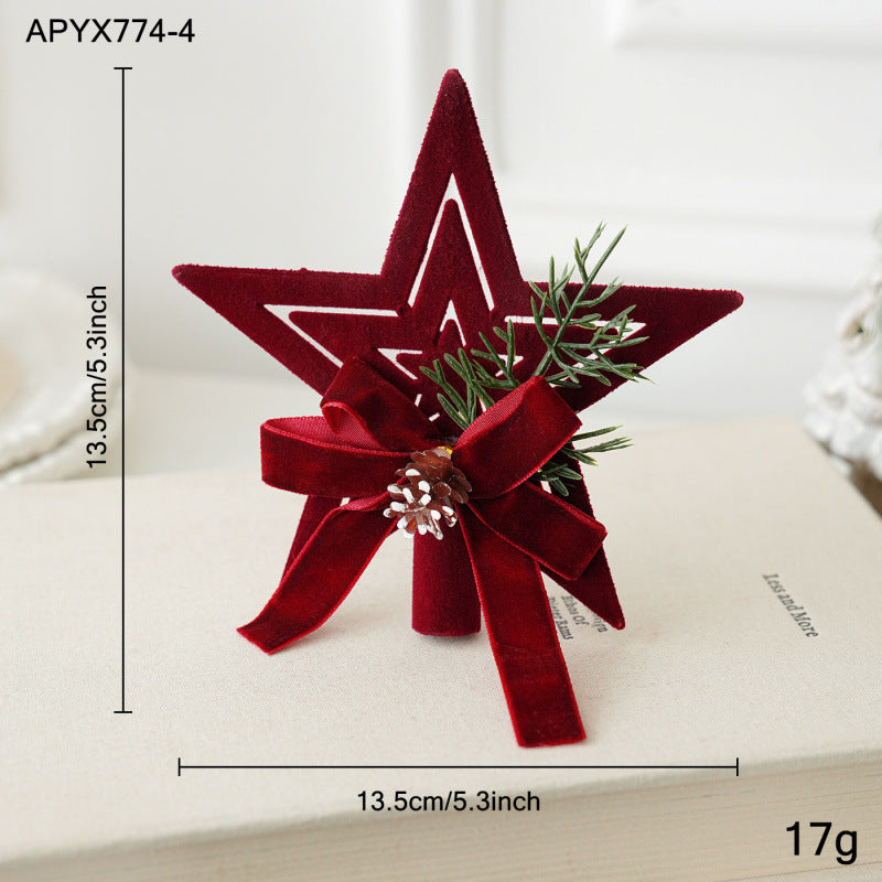Burgundy Velvet Christmas Bell Ornaments with Bows